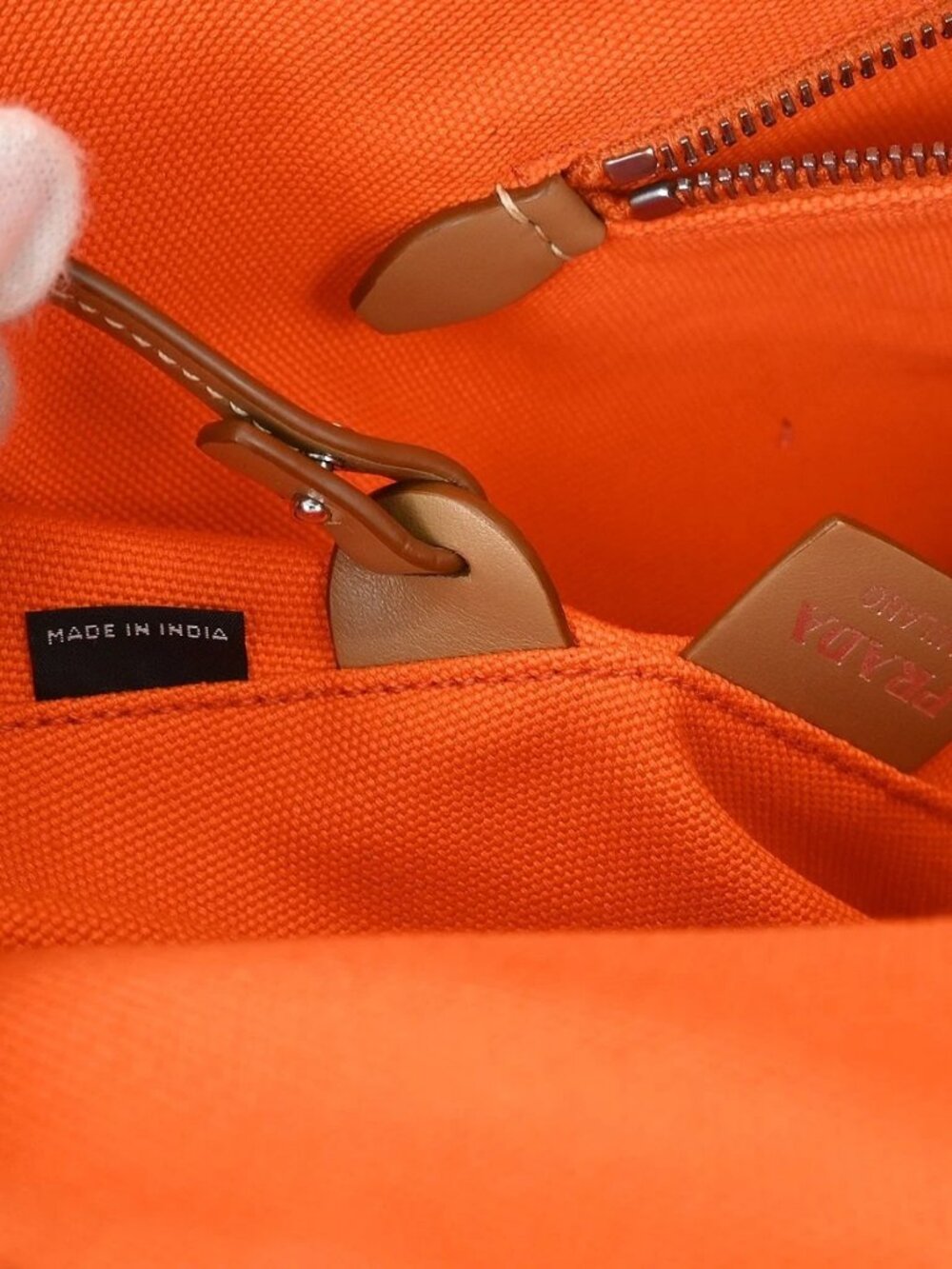 Prada Orange Canvas Canapa 2way Tote Handbag 1BG163 204 AQ00001 - Picture 8 of 10